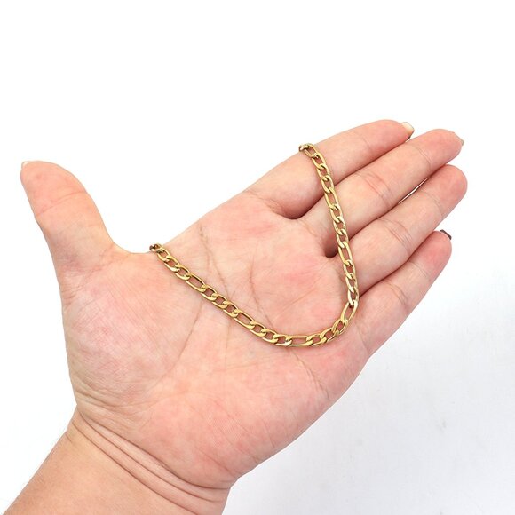 3/$35 Men's Gold Figaro Link Chain Stainless Steel Necklace 20" Hip Hop 5mm - Picture 4 of 5